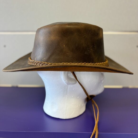 Real Leather Hats Western Style for Men and Women shapeable Brim vintage look. - Picture 9 of 15
